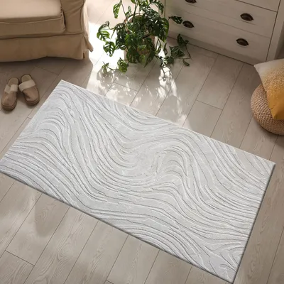 Produktbild von Teppich Wohnzimmer teppich Schlafzimmer 3D Effekt modern Weich kurzflor Wellenmuster Qualitativ, Farbe:Grau, Maße:120x170 cm
