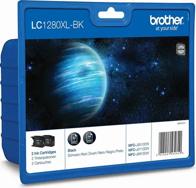 Produktbild von Brother LC1280XL Twin-Pack - 2er-Pack - Schwarz - original - Blister mit akustischem/elektromagnetischem Alarm - Tintenpatrone - für Brother MFC-J5910DW, MFC-J6510DW, MFC-J6710DW, MFC-J6910DW