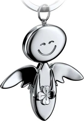 Produktbild von FABACH Schutzengel Schlüsselanhänger Smile mit Kleeblatt - Glücksengel aus Metall - Viel Erfolg Glücksbringer Auto Engel Anhänger - Geschenk Viel Glück
