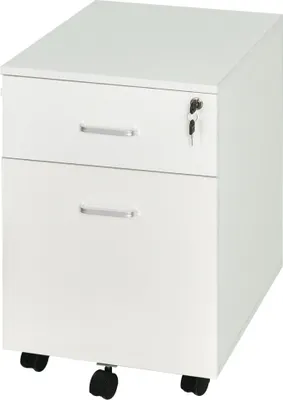 Produktbild von Vinsetto Büroschublade mit Rollen, Aktenschrank mit 2 Schubladen für Dokumente im A4-Format, Schloss und Schlüssel, 40 x 49 x 58 cm, Weiß