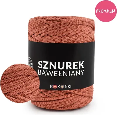 Produktbild von Makramee-Schnur aus Baumwolle PREMIUM by KOKONKI 5 mm/ Ralle 100 m Ziegel – Perfekt Kordel für Makramee & kreative Projekte