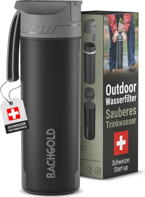 Produktbild von Bachgold® Profi Outdoor Wasserfilter Flasche [650ml] mit 1500L Filterkapazität I entfernt 99,99% aller Bakterien