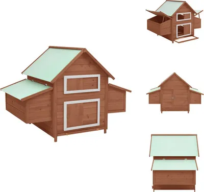 Produktbild von vidaXL Hühnerstall Mokka und Weiß 152x96x110 cm Massivholz Tanne -  Lebensräume & Gehege für Kleintiere