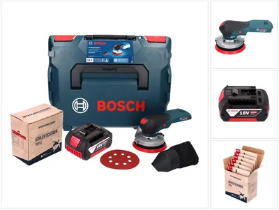 Productafbeelding van Bosch GEX 18V-125 Professional accu-excentrische schuurmachine 18 V 125 mm borstelloos + 1x accu 4,0 Ah + 1x Toolbrothers TURTLE schuurset + L-BOXX - zonder oplader