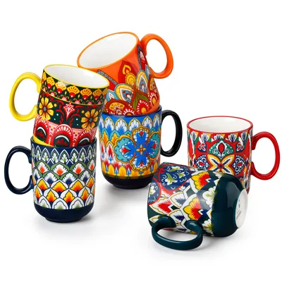 Obrázek produktu pro Poháry Vancasso z porcelánu, sada 6 kusů, kávové a čajové hrnky pro 6 osob, styl boho