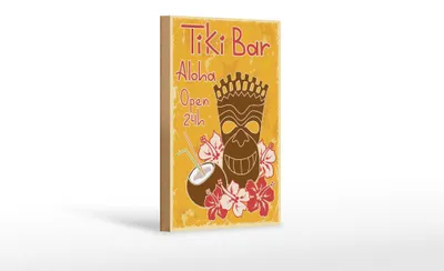 Produktbild von Holzschild Alkohol 12x18cm Tiki Bar Aloha Hawaii