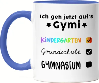 Produktbild von Ich Geh Jetzt Aufs Gymnasium Tasse Blau Checkliste 5. Klasse Gesamtschule Gymi Geschenkidee