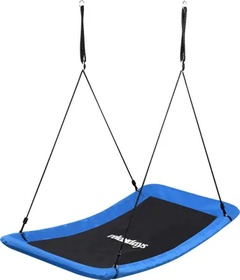 Immagine prodotto di Altalena a nido Relaxdays, squadrata, altalena a nido per bambini e adulti, 150 kg, altalena multipla curva, LxP: 150x80 cm, blu