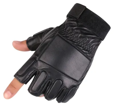 Produktbild von Omgoods – Fingerlose Lederhandschuhe für Herren, Schwarz, Winterausführung