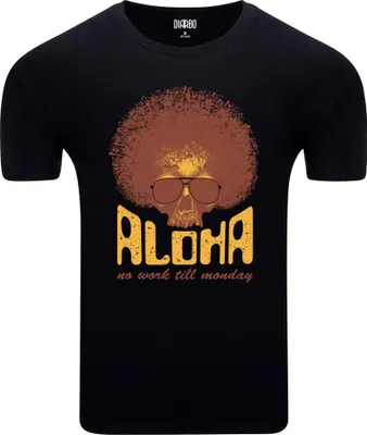 Zdjęcie produktu dla Diarbo Męska Koszulka z Zabawnym Nadrukiem Aloha Czaszka Czarny Rozmiar M