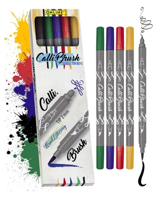 Produktbild von ONLINE Schreibgeräte Calli, 5 Stück(e), Schwarz, Grün, Violett, Rot, Gelb, Pinselspitze, Grau, Kunststoff, 2 mm