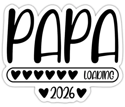 Produktbild von Spreadshirt Papa 2026 loading Sticker Aufkleber, 10 x 10 cm, Mattweiß