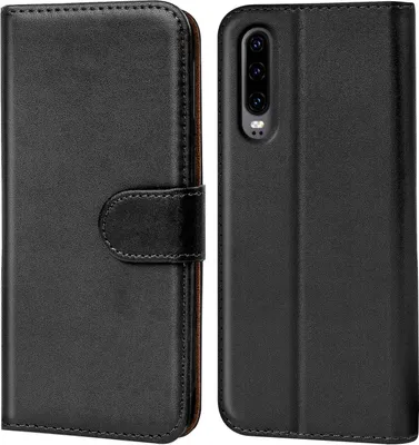 Produktbild von Conie Klapp Tasche für Huawei P30 Kartenfach Rundumschutz Hülle in Schwarz