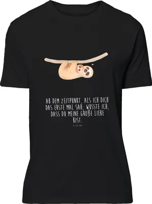 Produktbild von Mr. & Mrs. Panda Tshirt Faultier Kind - Schwarz - Geschenk, Baby, Mutter, S T-Shirt, Mama, Liebe, Shirt, Lustiges, oberteil