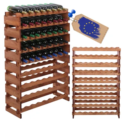 Produktbild von MODO24 Weinregal 72 Flaschen, Modulares Holzregal, Flaschenständer für Wein, Weinschrank, Getränkeregal, Stapelbar, 121x84x28 cm, Braun, RW11
