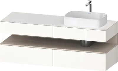 Produktbild von Duravit Qatego Konsolenwaschtischunterbau, 2 Auszüge, 2 Schubkästen, Ausschnitt rechts, 1600x550x600mm, Nische Taupe Supermatt, QA4778083220010