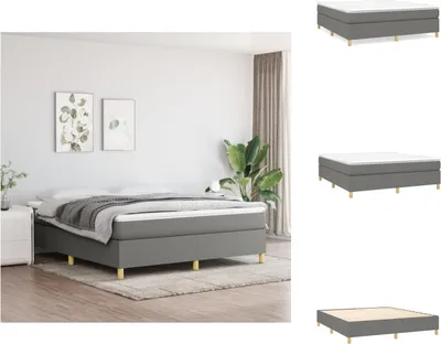 Obrázok produktu pre vidaXL Box spring posteľ s matracom tmavosivá 160x200 cm látka - Postele a rámy postelí