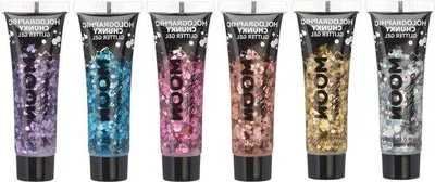 Obrázok produktu pre Trblietavý gél na tvár a telo – holografický – sada 6 ks – trblietavá farba na tvár – 12 ml