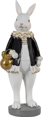 Produktbild von Clayre & Eef Figur Kaninchen 7x7x20 cm Schwarz Weiß Polyresin
