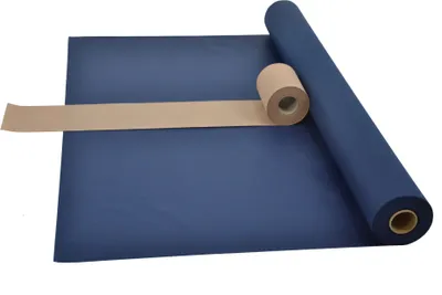 Produktbild von Sensalux Kombi-Set 1 Tischdeckenrolle 1,18m x 25m blau + Tischläufer 15cm beige