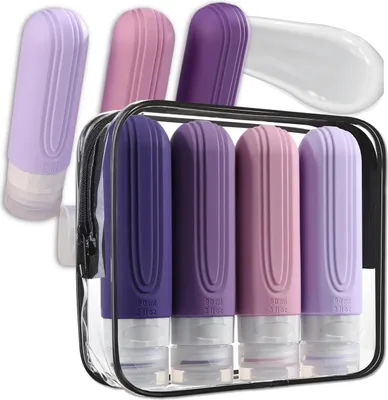 Immagine prodotto di EDIBAZZAR | Set di 4 bottiglie da viaggio riutilizzabili da 90 ml