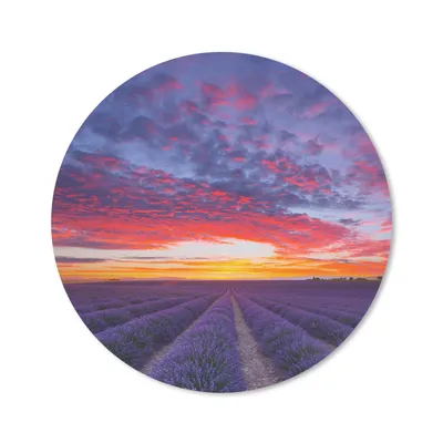 Produktbild von MuchoWow® Mauspad Mousepad Lavendelfeld bei Sonnenuntergang 30x30 cm - Mousepads - Maus Mat - Pad - Mausunterlage - Tischunterlage - Schreibtischmatten