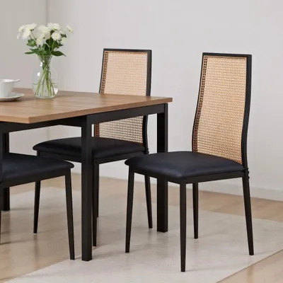 Immagine prodotto di Set di 2 sedie da pranzo in vimini con gambe in acciaio
