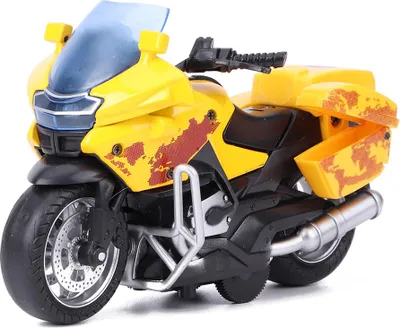 Obrázok produktu pre 1/14 Zliatinový model motorky Simulácia detskej hračky Detské ťahacie vozidlo so svetelným zvukovým efektom (žltá)