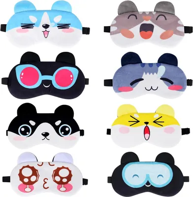 Produktbild von Schlafmaske für Tiere, 8 Stück Plüsch Augenmasken, Weich Cartoon, für Kinder und Erwachsene