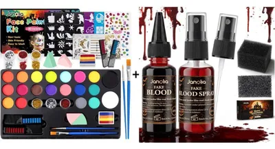 Produktbild von Gesichtsfarbe Kinderschminke Set 20 Farben + 120 ml Kunstblut für Haut