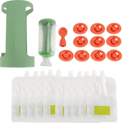 Produktbild von Quetschstation für selbstgemachte Babynahrung, Kunststoff-Fruchtpüreebeutel-Füllmaschine mit 10 Stück 118 ml Beuteln, Grün
