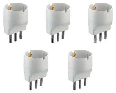 Immagine prodotto di Electraline 92291 Set di 5 adattatori da spina Schuko grande 16 A, bianco