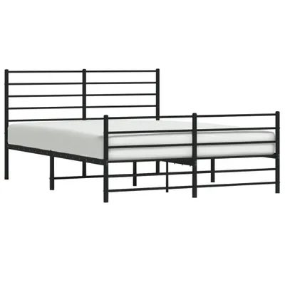 Image de Cadre de lit métal sans matelas avec pied de lit noir 140x190cm