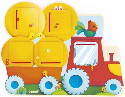 Obrázok produktu pre Janod drevené puzzle - Traktor s klapkami - Hračka na farmu
