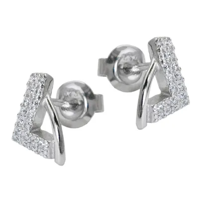 Produktbild von Ohrstecker Ohrring 12x7mm Dreieck mit vielen Zirkonias rhodiniert Silber 925 silber 12x7mm