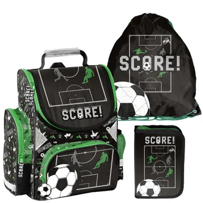 Produktbild von Schulranzen 3-tlg. Set für Mädchen & Jungen FUßBALL– Paso Ranzen, Mäppchen, Tasche