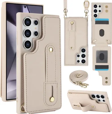 Immagine prodotto di Custodia a libro per Samsung Galaxy S26 Ultra in Pelle finta, da portare a tracolla, bianca