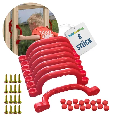 Produktbild von Spielturmking Haltegriffe für Spielturm - Handgriffe FYNN - Sicherheitsgriffe - Klettergriffe aus Kunststoff - Rot 8 Stück 32581-35