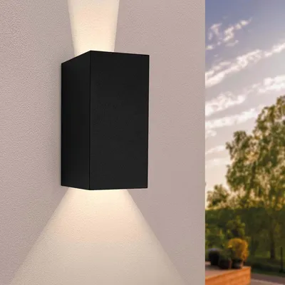 Produktbild von Ledvion LED Wandlampe Warmweiß 7W IP54 Schwarz Cube Außenlampe Innen