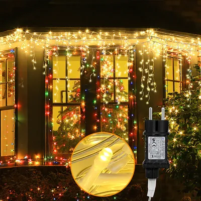 Produktbild von TolleTour 400 LED Eisregen Eiszapfen 10 m Deko Weihnachten Fenster Lichterkette, Warmweiß