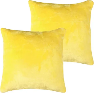 Obrázok produktu pre Obliečka na vankúš plyšový "Celina" 2-pack, vo veľkosti "40 x 40cm" - žltá - Obliečka na vankúš so zipsom