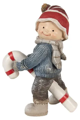 Image de Clayre & Eef Figurine de décoration Enfant 18 cm Bleu Polyrésine