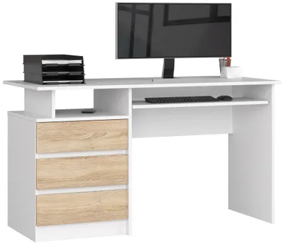 Produktbild von Schreibtisch 135x60cm 3 Schubladen Computertisch Tastaturauszug