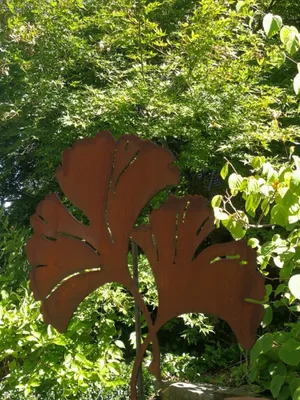 Produktbild von Edelrost Gartenstecker 2 Ginkgoblätter