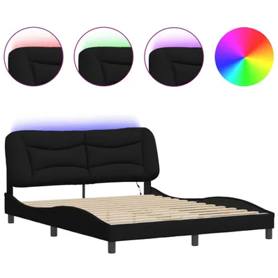 Immagine prodotto di vidaXL Struttura letto con LED senza materasso "Hvar" nero 160x200 cm tessuto