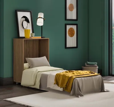 Image de Lit escamotable Magic Noce Clair - Gain de place, pliable avec matelas inclus - 100% fabriqué en Italie, structure à sommier pliable et orthopédique