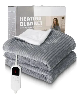 Produktbild von Elektrische Heizdecke Wärmeunterbett Wärmedecke Kuscheldecke mit Fernbedienung 6 Temperaturstufen Timer für Bett Sofa Couch waschbar 160 x 130 cm