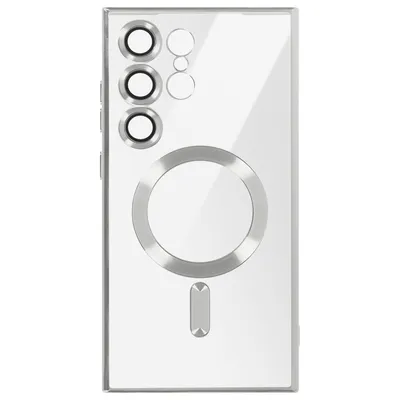 Produktbild von Avizar, MagSafe Silikonhülle für Samsung S24 Ultra mit verchromter Umrandung, Silber