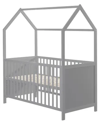 Immagine prodotto di Letto a forma di casetta, 70 x 140 cm - Culla a forma di casetta - Altezza regolabile - Trasformabile in letto per bambini più grandi - Legno color taupe