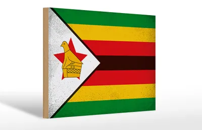 Produktbild von Holzschild Flagge Simbabwe 30x20cm Flag Zimbabwe Vintage